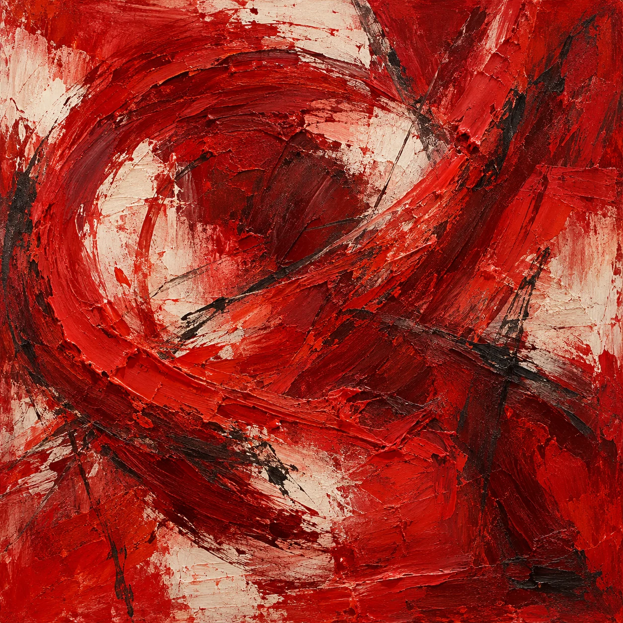 Red abstract painting from the opening exhibition